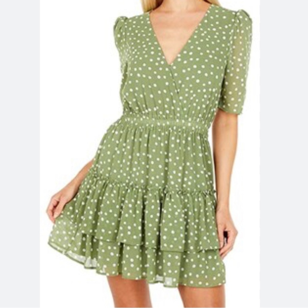 WAYF Green Polka Dot Dress Size M
